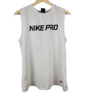 NIKE Pro‎ Intertwist Muscle Tank Top Womens Large L White Black Tulip Back Train